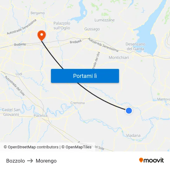 Bozzolo to Morengo map