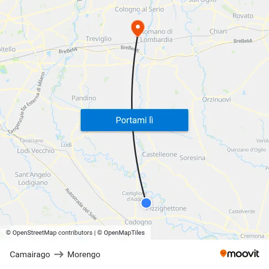 Camairago to Morengo map