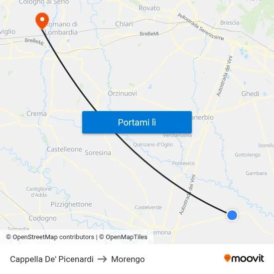 Cappella De' Picenardi to Morengo map