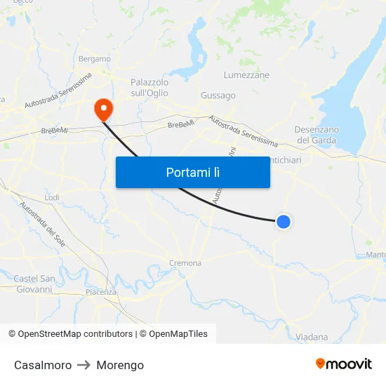 Casalmoro to Morengo map