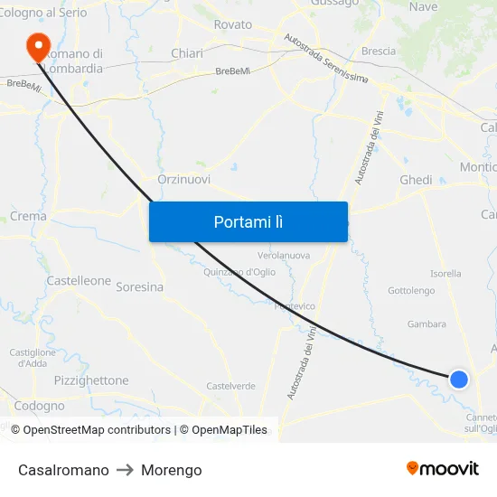 Casalromano to Morengo map