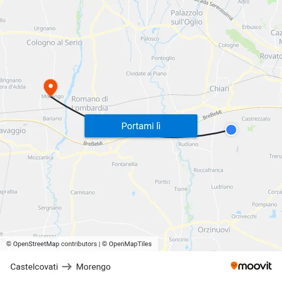 Castelcovati to Morengo map