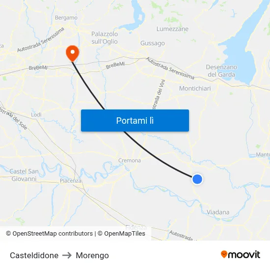 Casteldidone to Morengo map