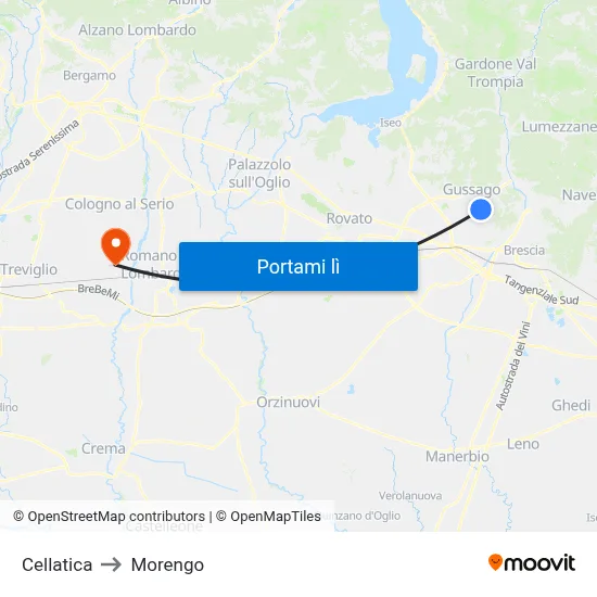 Cellatica to Morengo map