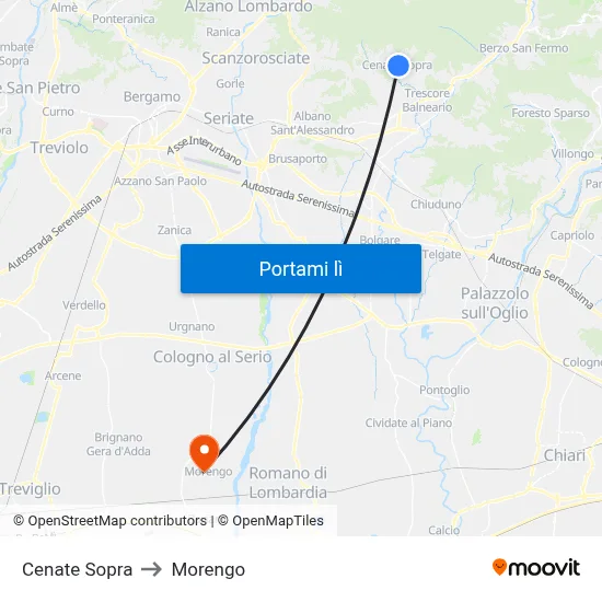Cenate Sopra to Morengo map