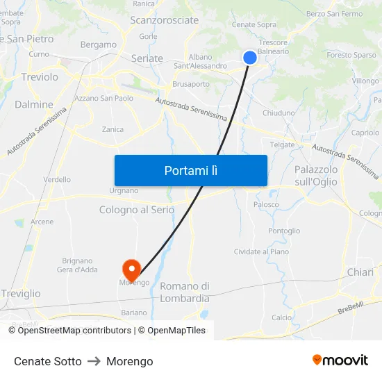 Cenate Sotto to Morengo map