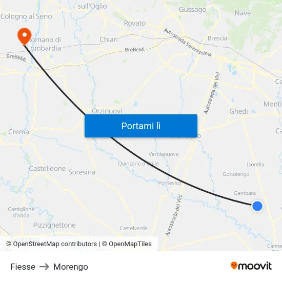 Fiesse to Morengo map
