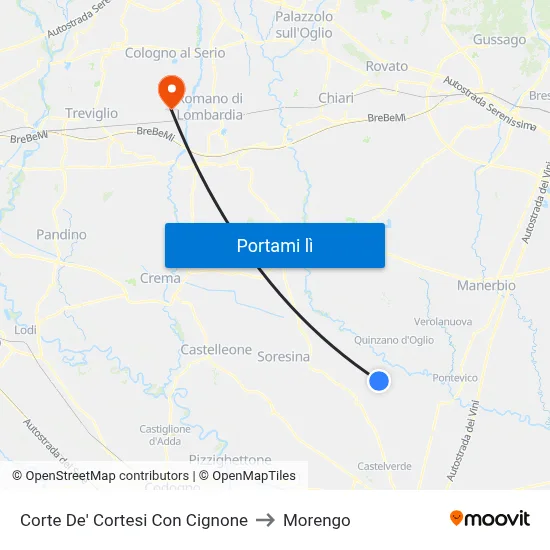 Corte De' Cortesi Con Cignone to Morengo map