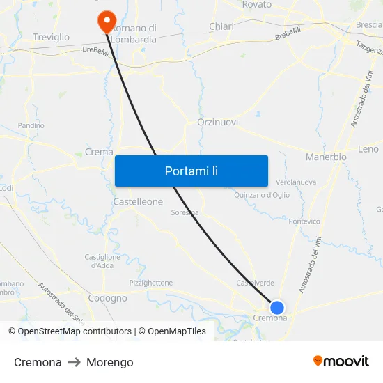 Cremona to Morengo map