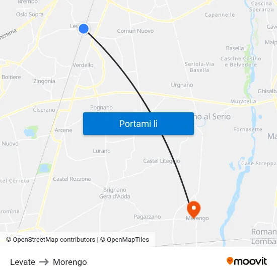 Levate to Morengo map