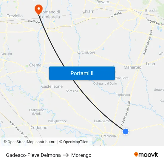 Gadesco-Pieve Delmona to Morengo map