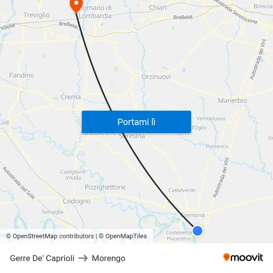 Gerre De' Caprioli to Morengo map
