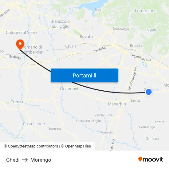 Ghedi to Morengo map