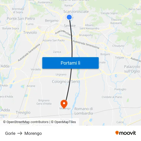 Gorle to Morengo map