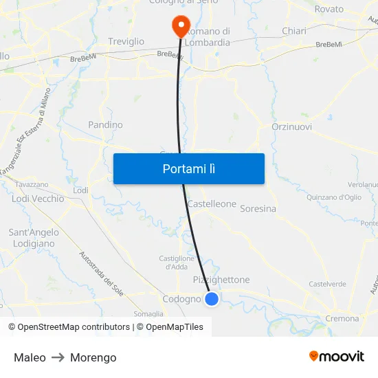 Maleo to Morengo map