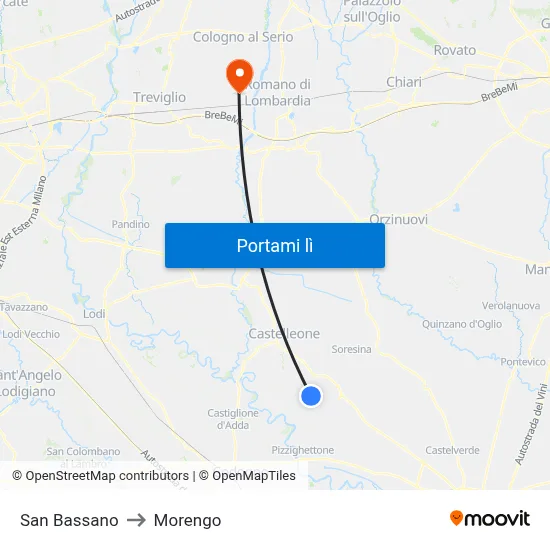 San Bassano to Morengo map