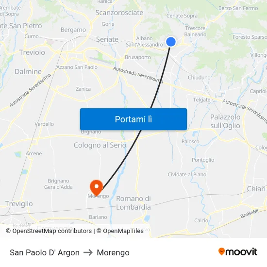 San Paolo D' Argon to Morengo map