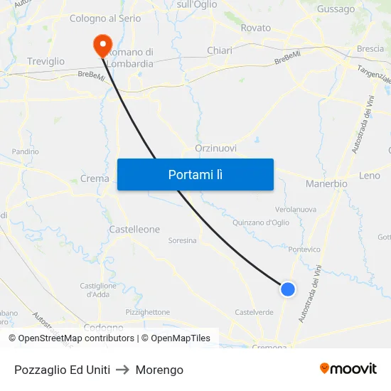 Pozzaglio Ed Uniti to Morengo map