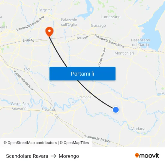 Scandolara Ravara to Morengo map