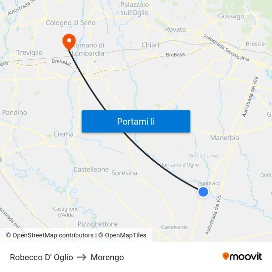 Robecco D' Oglio to Morengo map