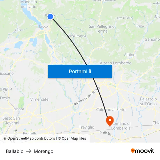 Ballabio to Morengo map