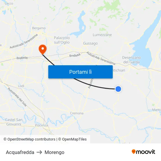 Acquafredda to Morengo map
