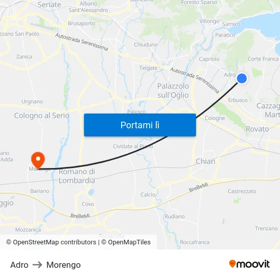 Adro to Morengo map