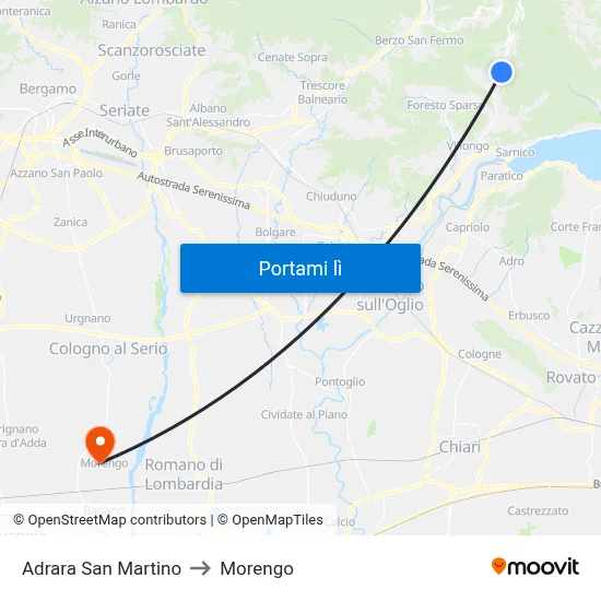 Adrara San Martino to Morengo map