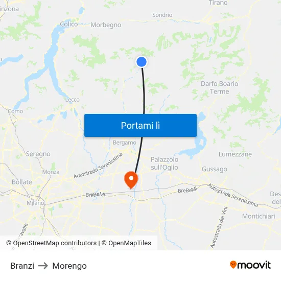 Branzi to Morengo map
