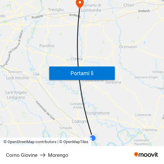 Corno Giovine to Morengo map