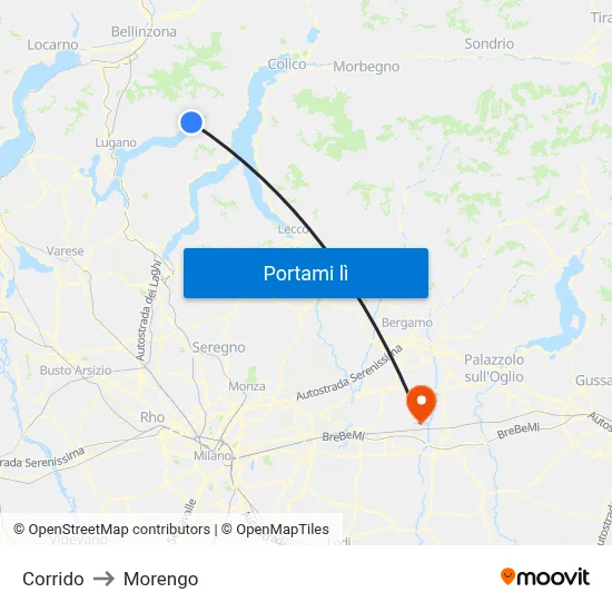 Corrido to Morengo map