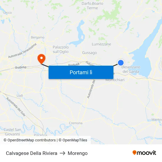 Calvagese Della Riviera to Morengo map