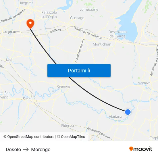 Dosolo to Morengo map