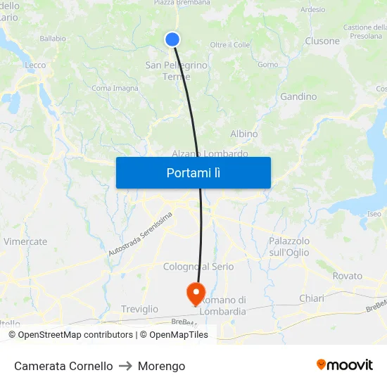 Camerata Cornello to Morengo map