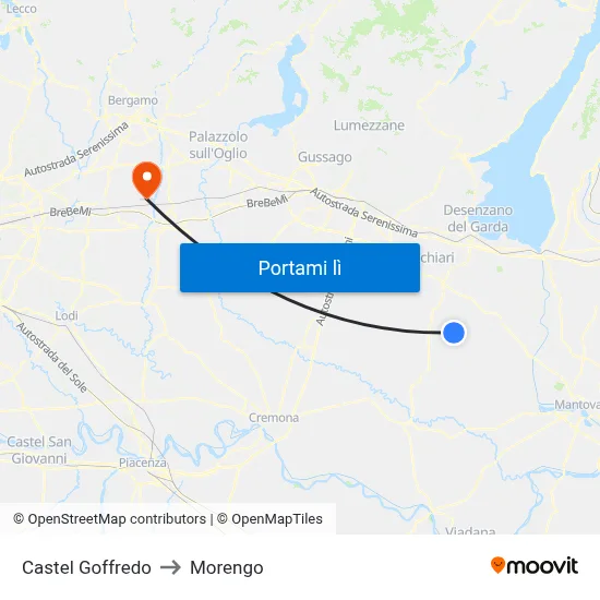 Castel Goffredo to Morengo map
