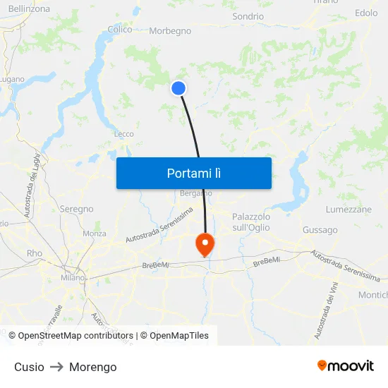 Cusio to Morengo map