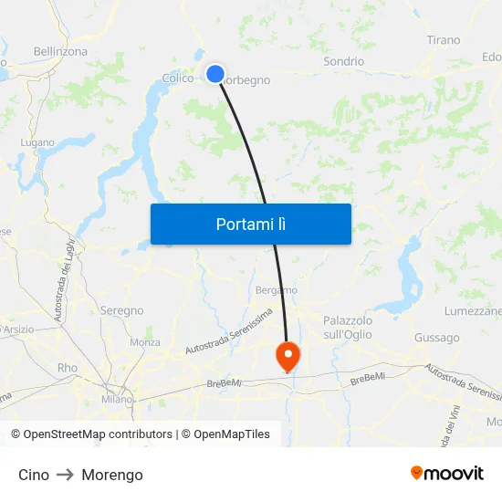 Cino to Morengo map