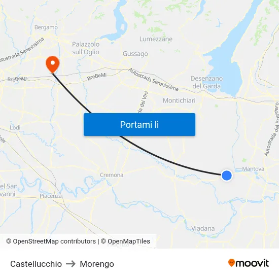 Castellucchio to Morengo map