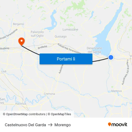 Castelnuovo Del Garda to Morengo map