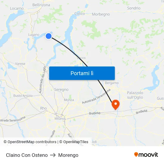 Claino Con Osteno to Morengo map