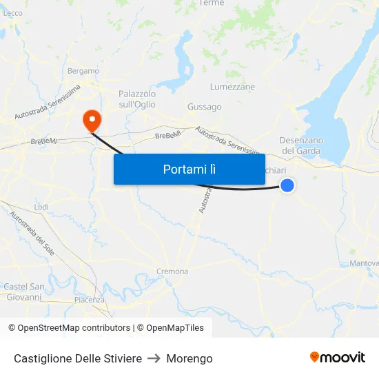 Castiglione Delle Stiviere to Morengo map
