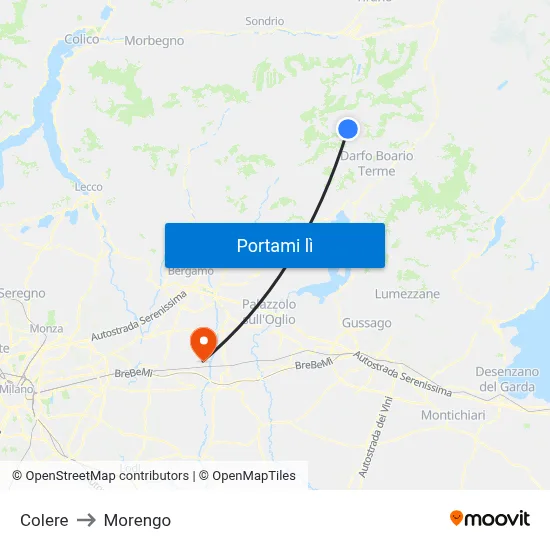 Colere to Morengo map