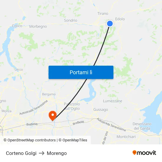 Corteno Golgi to Morengo map