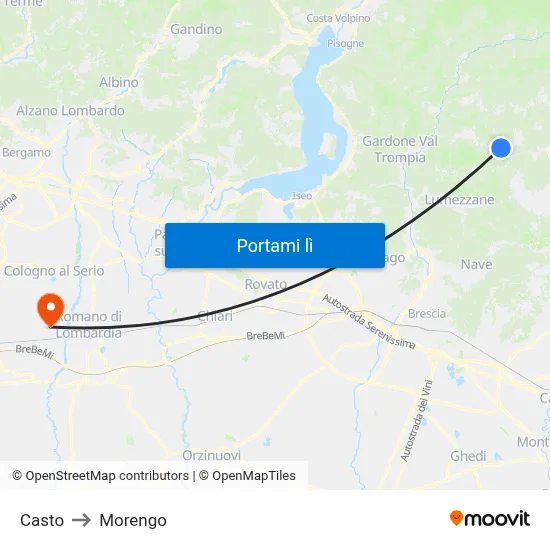 Casto to Morengo map