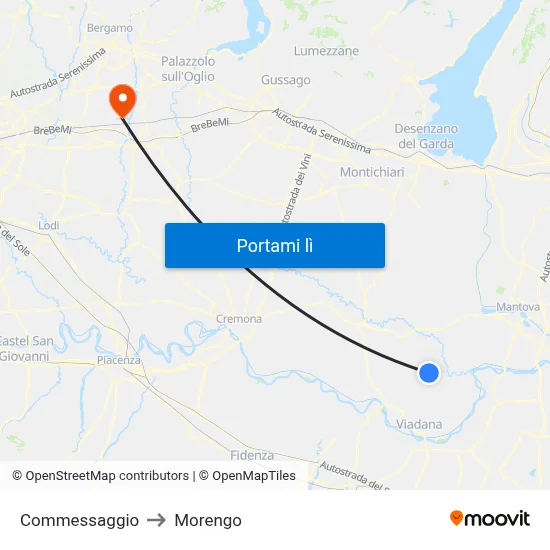 Commessaggio to Morengo map