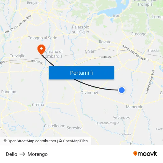 Dello to Morengo map