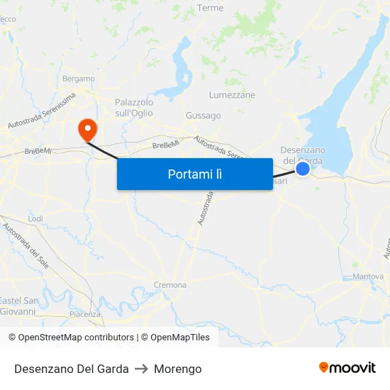 Desenzano Del Garda to Morengo map
