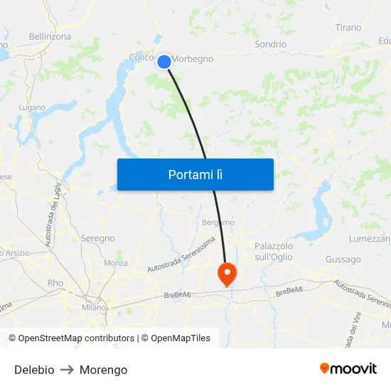 Delebio to Morengo map