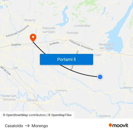 Casaloldo to Morengo map
