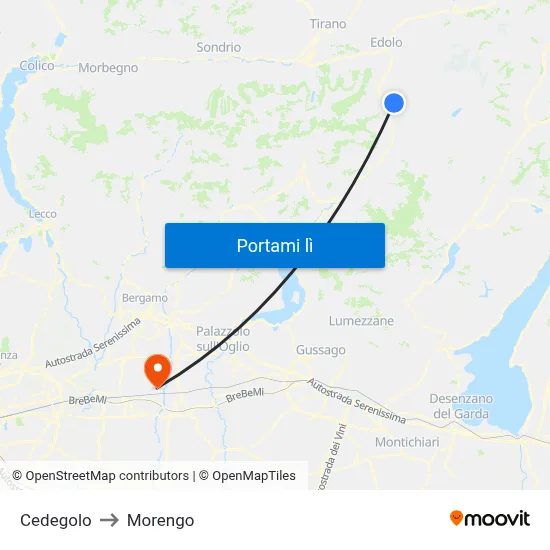 Cedegolo to Morengo map